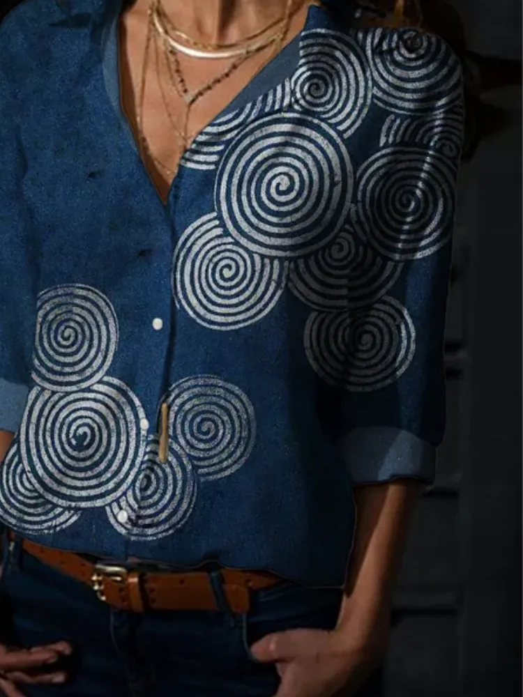 Artistic Spiral Print Shirt