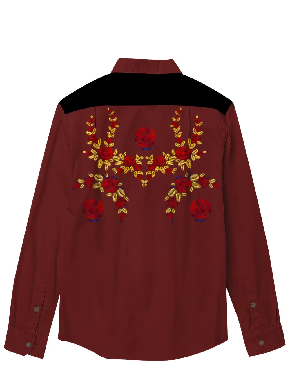 Men's Retro Western Floral Long Sleeves Shirt