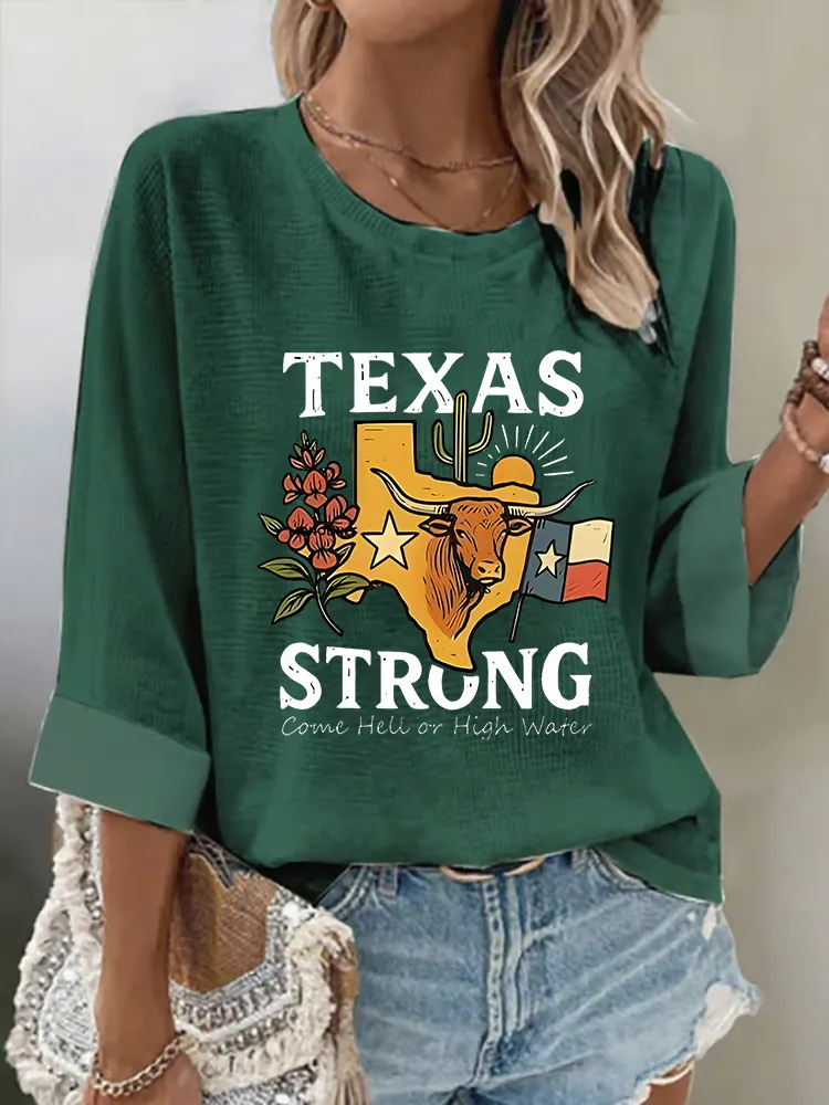 Women'S TEXAS STRONG  Versatile And Casual Breathable Round Neck T-Shirt
