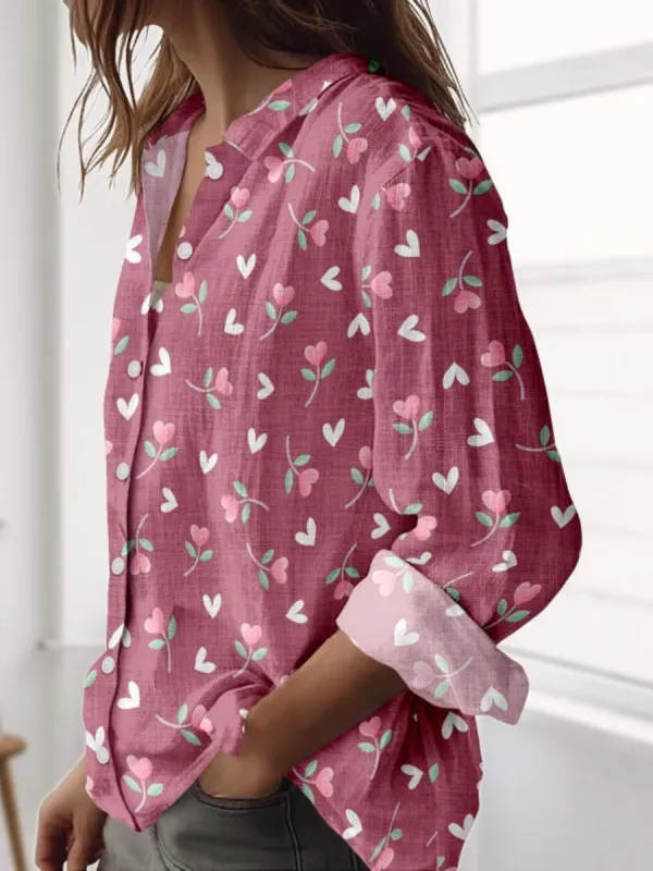 Heart Floral Print Shirt