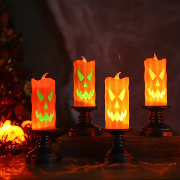 Halloween Spooky Vibes Pumpkin & Skull Mini Electronic Candles