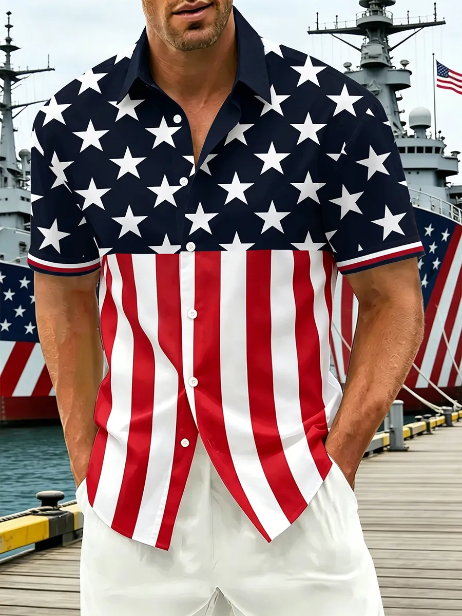 Men'S Flag Print Shirt