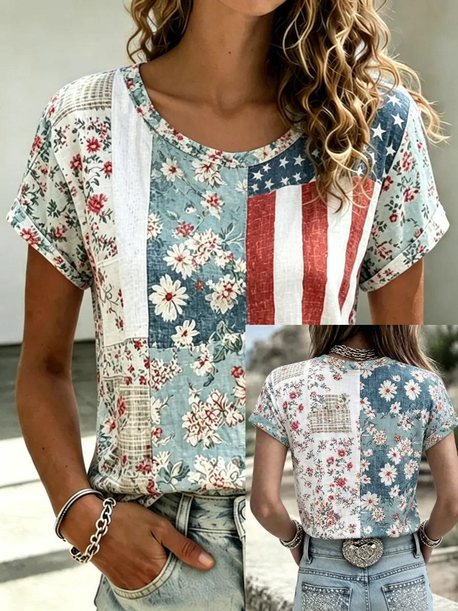 Women's USA 1776-2026 Print Casual T-Shirt