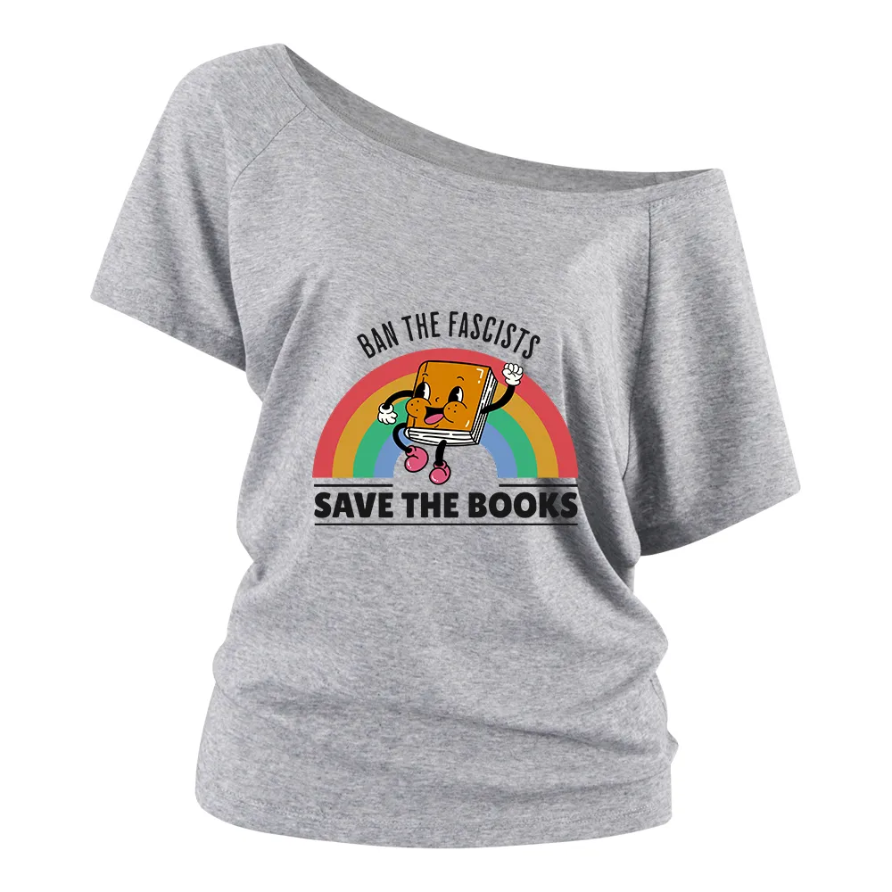 Rainbow And Books Women Off Shoulder T-shirts
