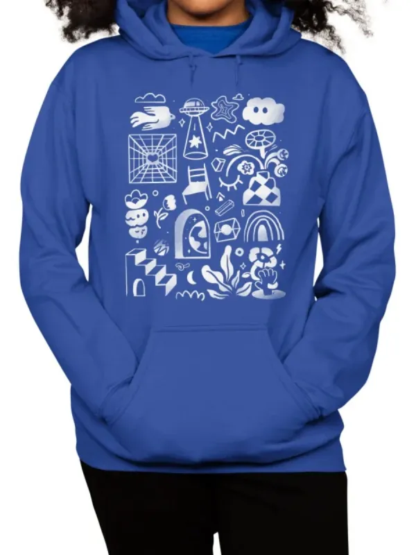 Whimsical Doodle Print Hoodie