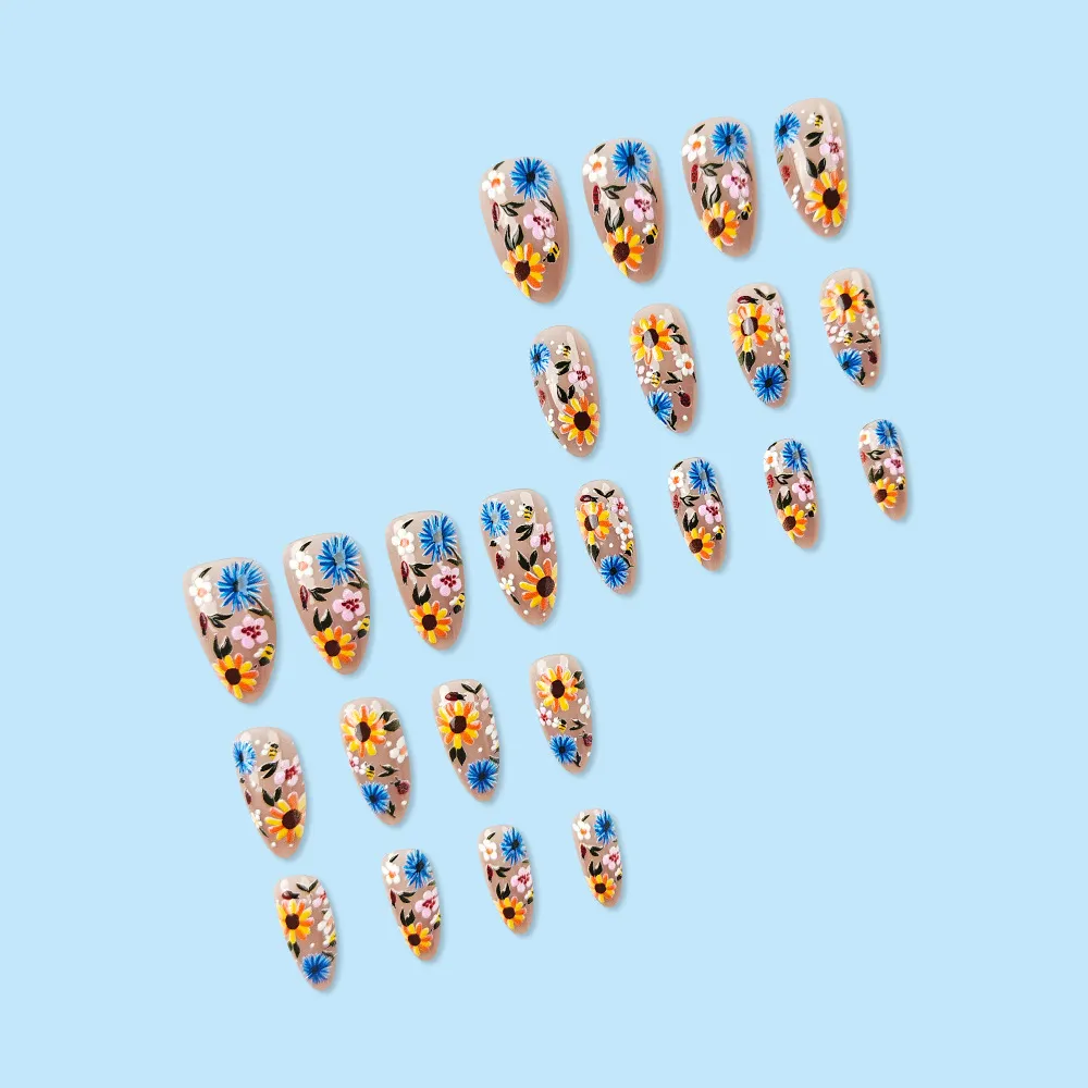 Nailhour Summer Floral 24Pcs Holiday Press On Nails
