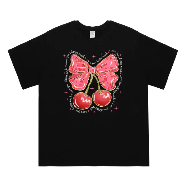 Love You Cherry Much Pink Valentine Coquette Heart T-shirt