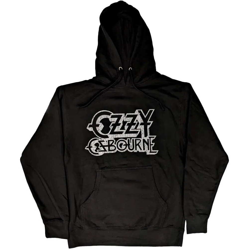 Hoodie Vintage Band Logo Official Mens Black Pullover