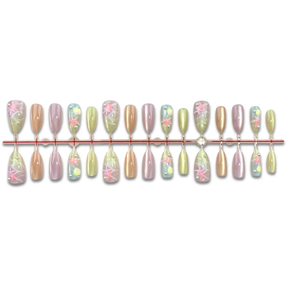 Nailhour 30Pcs 3D Cat Eye Medium Oval Gradient Press On Nails