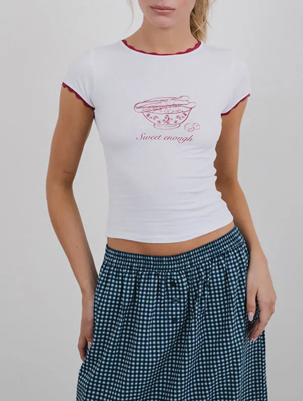 White With Graphic Baby Tee