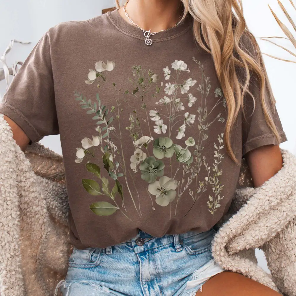 Sage And White Wildflower Shirt