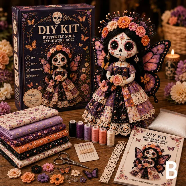Día de los Muertos Patchwork Doll Crafting Kit🦋