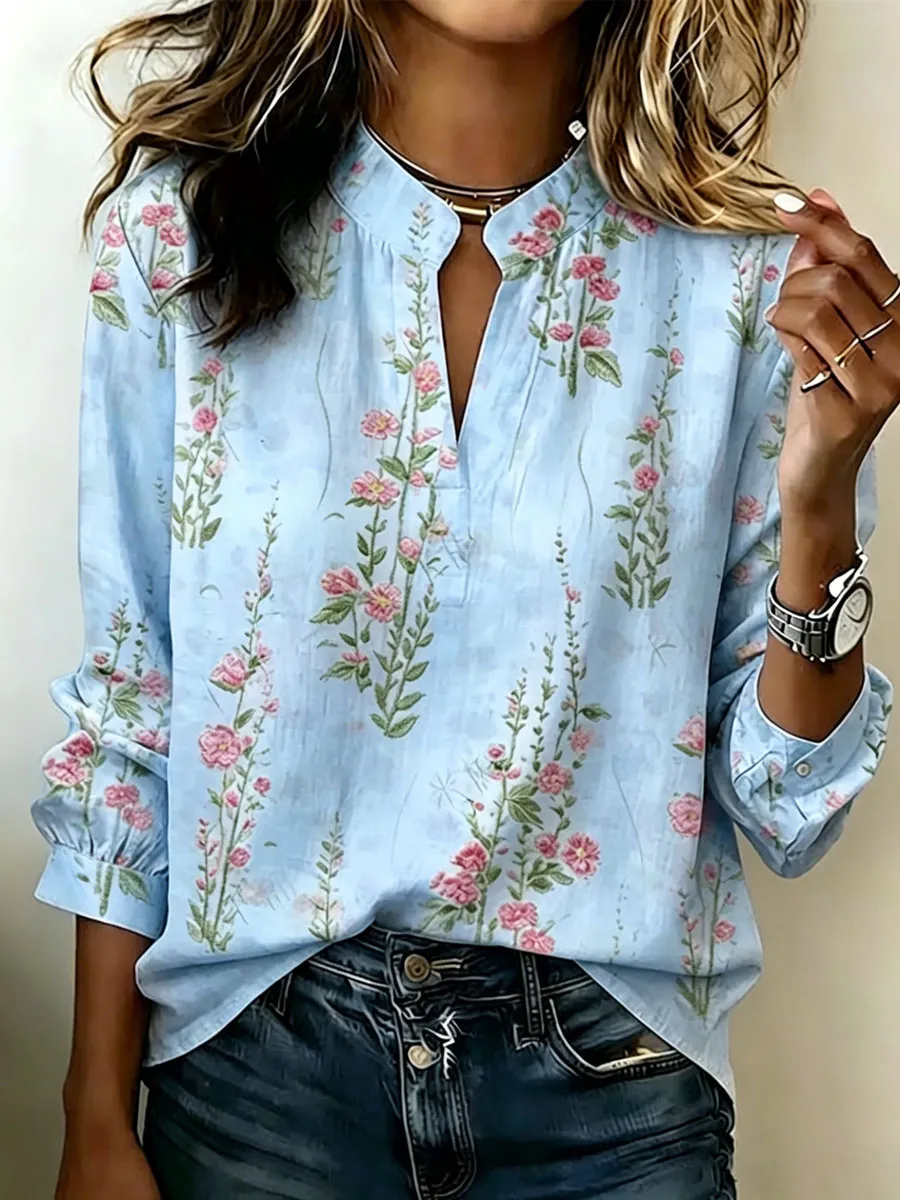 Women'S Cotton And Linen Printed Top