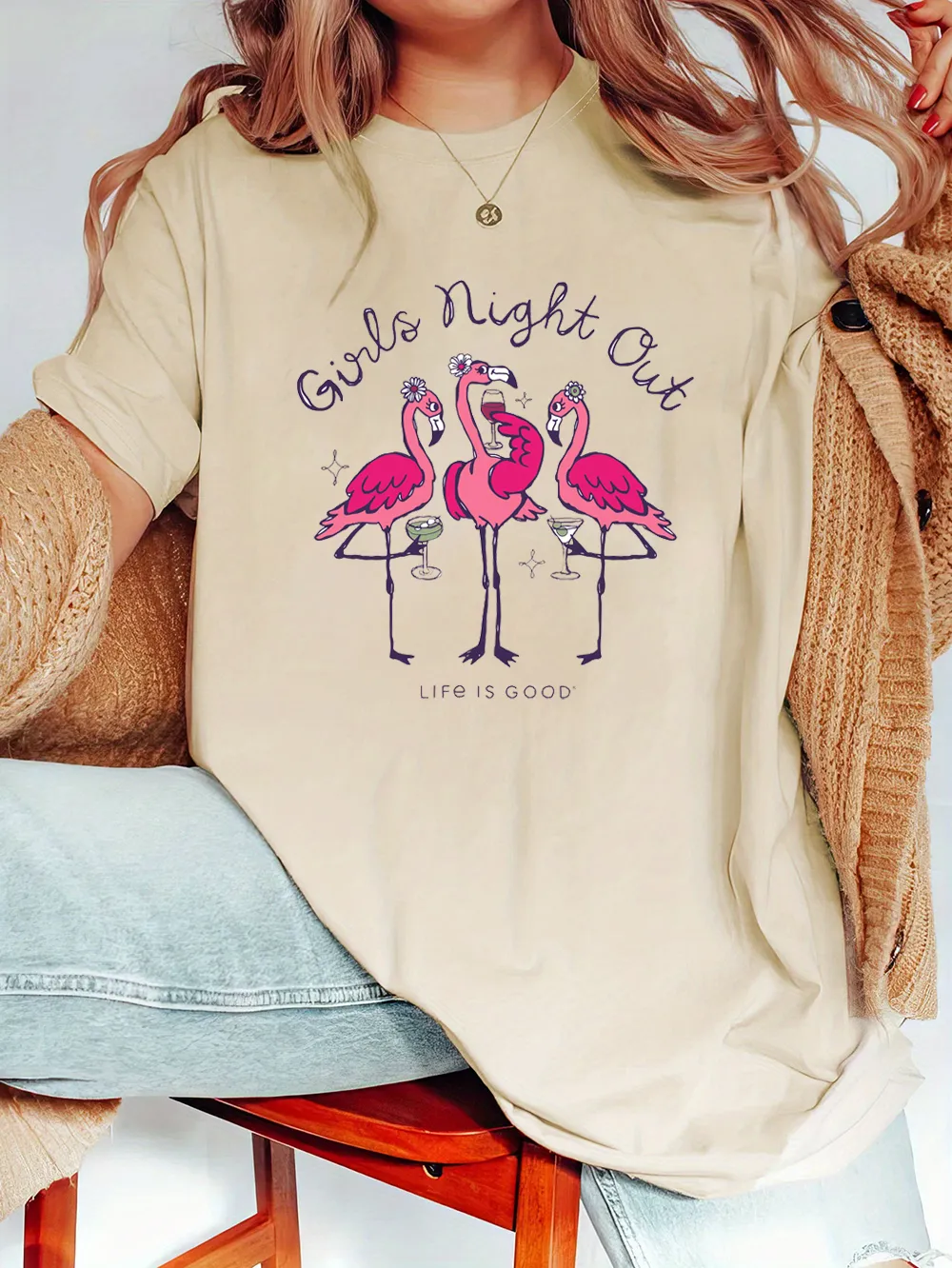 Women's Night Out Flamingo Short Sleeve Tee
