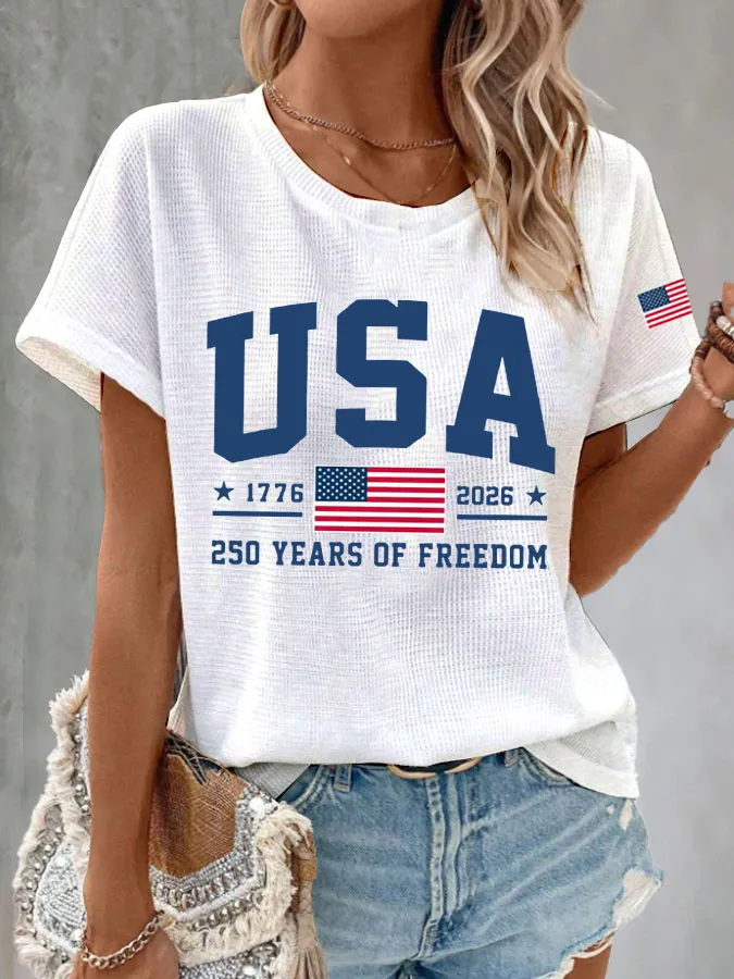 Women'S America Flag Printed Casual T-Shirt