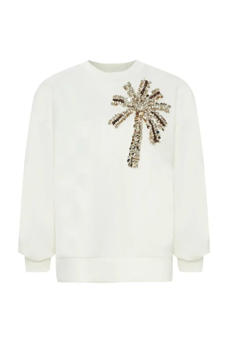 Ornament Decorated Crew Neck Shirts