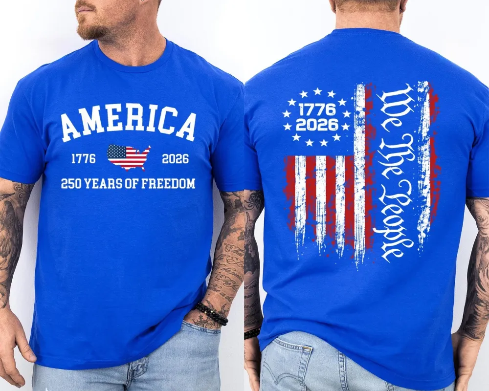 Men'S Casual American 1776-2026 Anniversary Printed Short Sleeved T-Shirt