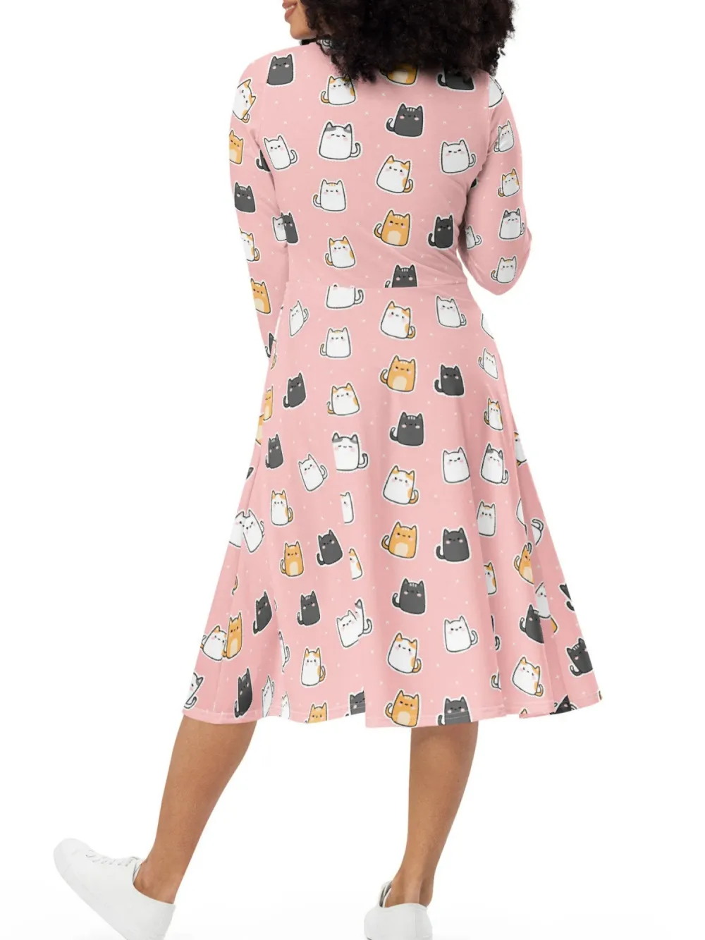 Cartoon Cat Print Dress