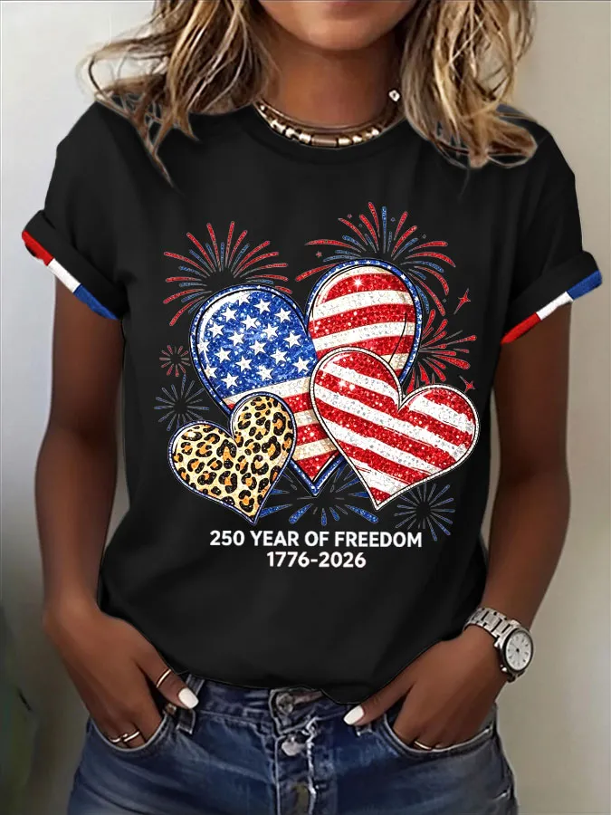 Women's USA Printed Casual T-shirt