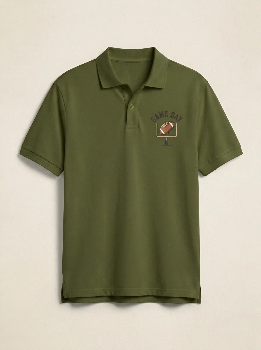 Men's Easygoing Football Game Day Goalpost Printed Polo Shirt