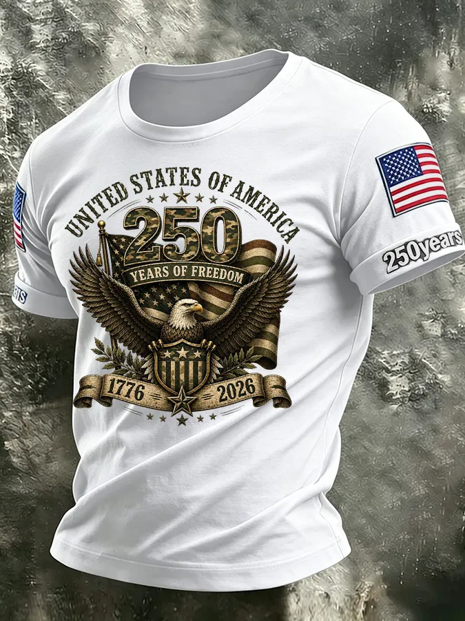 Men'S America Flag Printed Casual T-Shirt