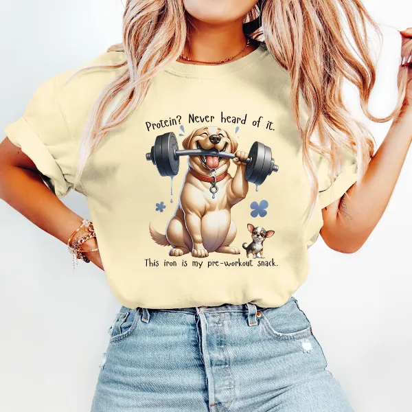 Fitness Dog Print Workout T-Shirt