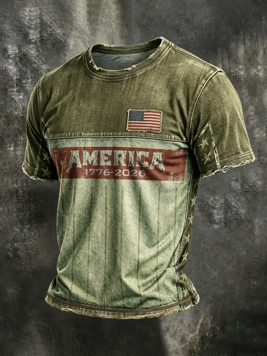 Men'S Retro 250Th Anniversary American Short-Sleeve T-Shirt