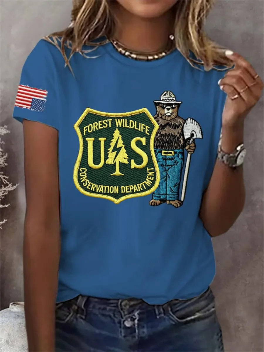 Women's Resist Bear Save The Forest Service Print T-shirt