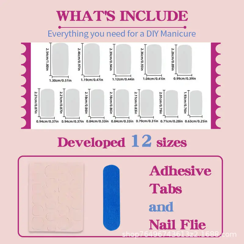 Nailhour 24Pcs Gilded French Medium SquarePress On Nails