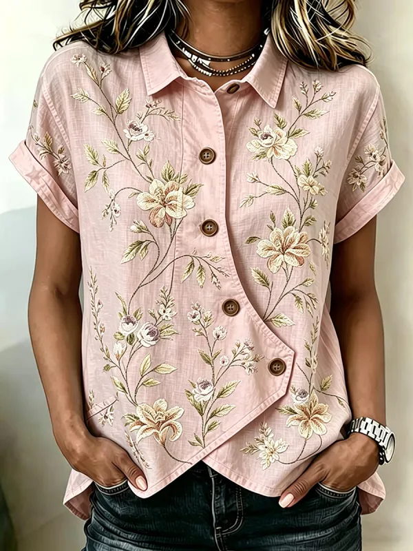 Women's Spring/Summer Floral Casual Daily Elastic Shirt