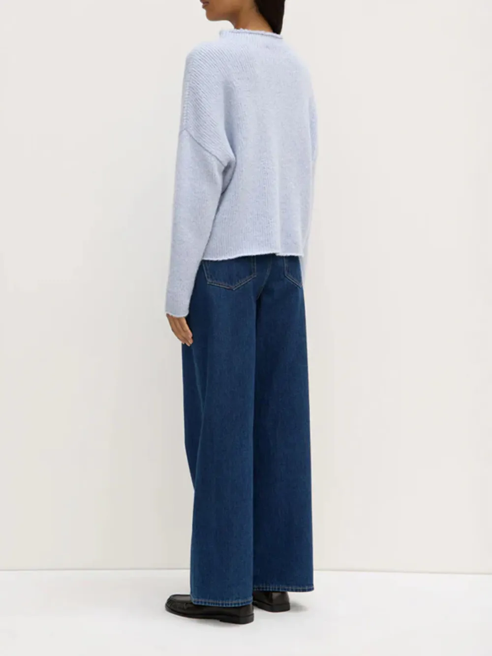 Casual Style Knit Light Blue