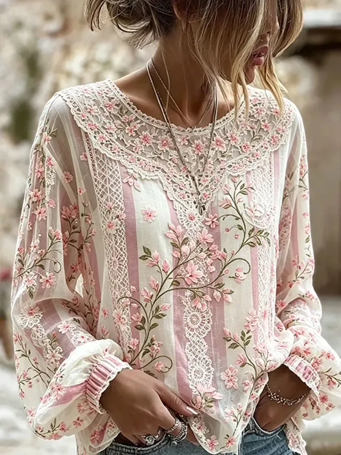 Women'S Floral Art Print  Top