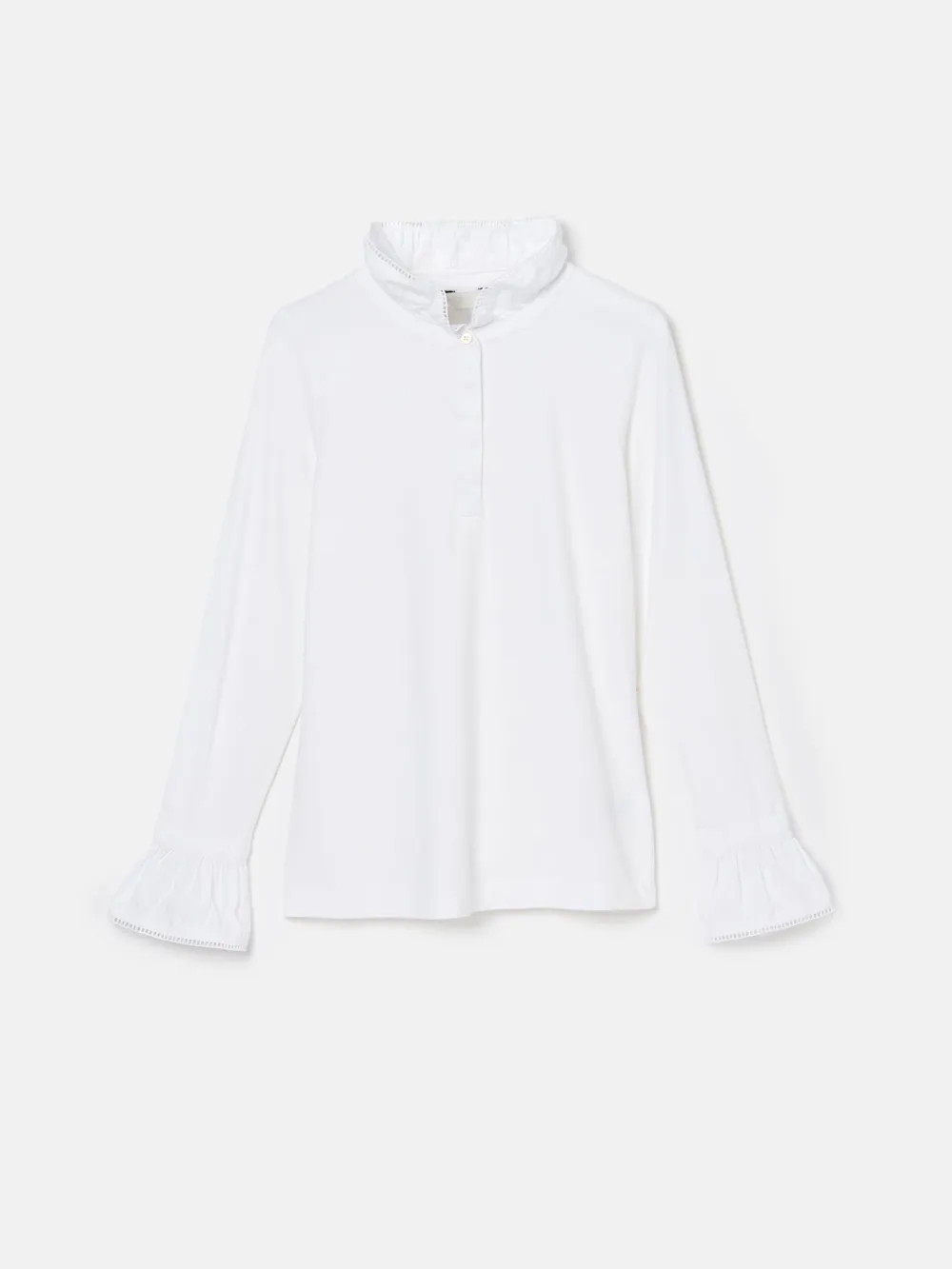Black Long Sleeve Frilled Neck Top