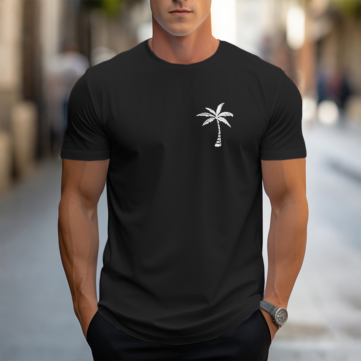 Simple Palm Silhouette Graphic T-Shirt