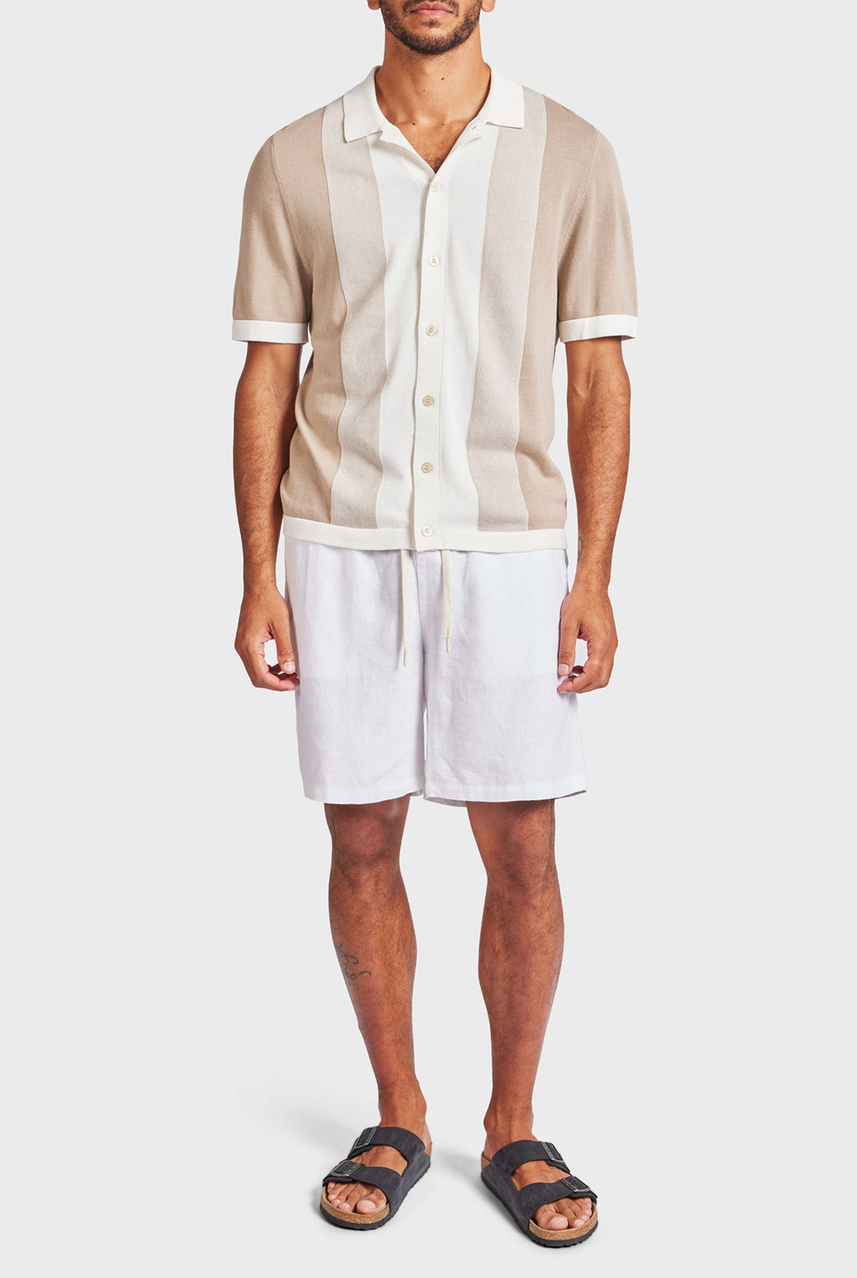 Jackson Stripe Knit SS Shirt-Oatmeal