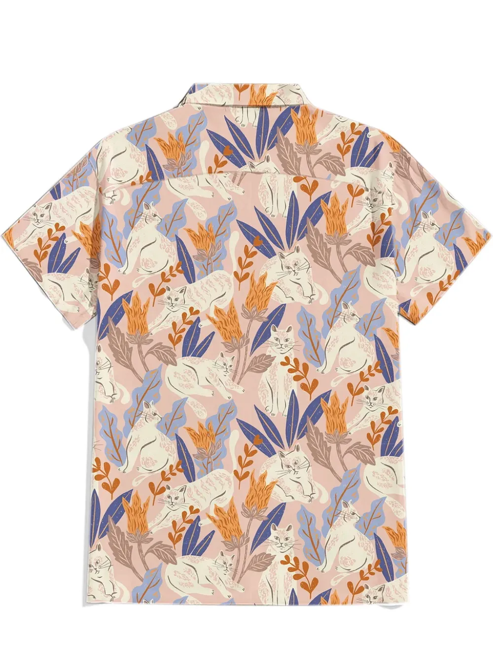 Retro Paws & Petals - 100% Cotton Cuban Collar Shirt