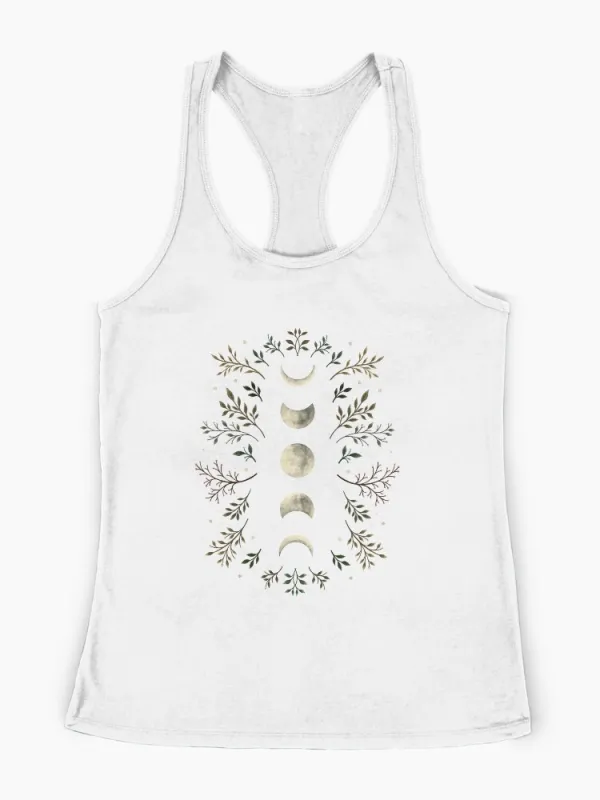 Moonlit Garden-Olive Green Racerback Tank Top