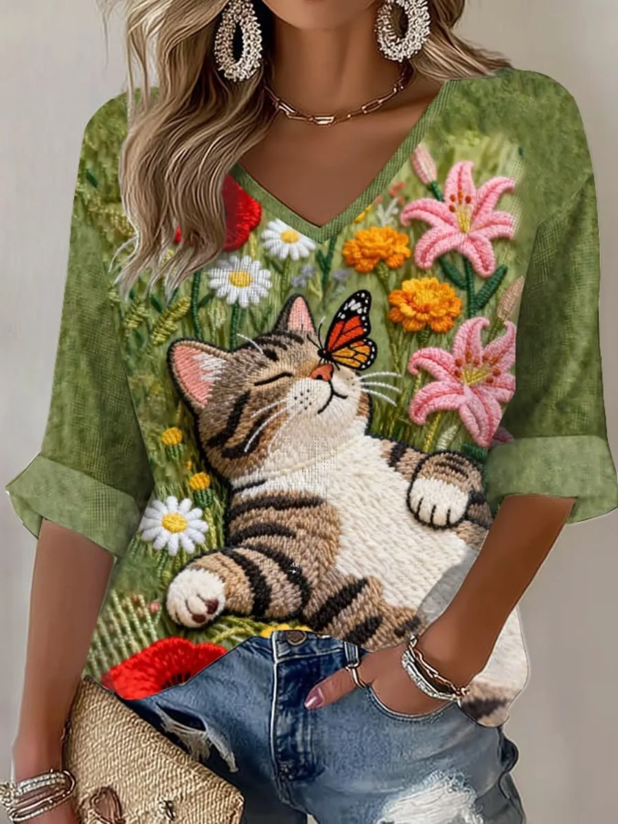 Women'S Retro Casual Art Printed Top