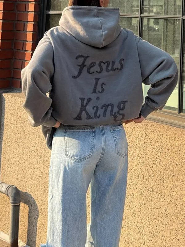 Women's Casual Embroidered Slogan Hooded Long-Sleeve Sweatshirt