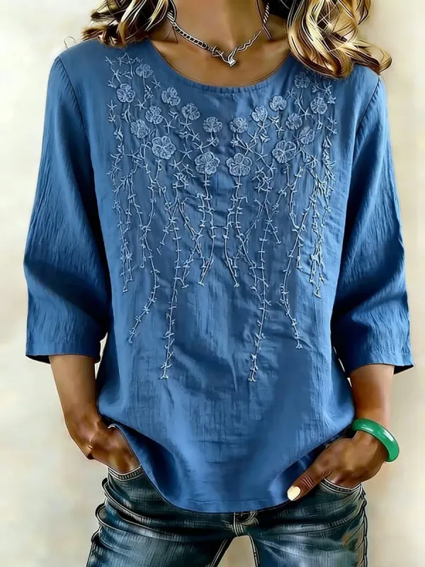 Women's Linen-Cotton Printed Tops