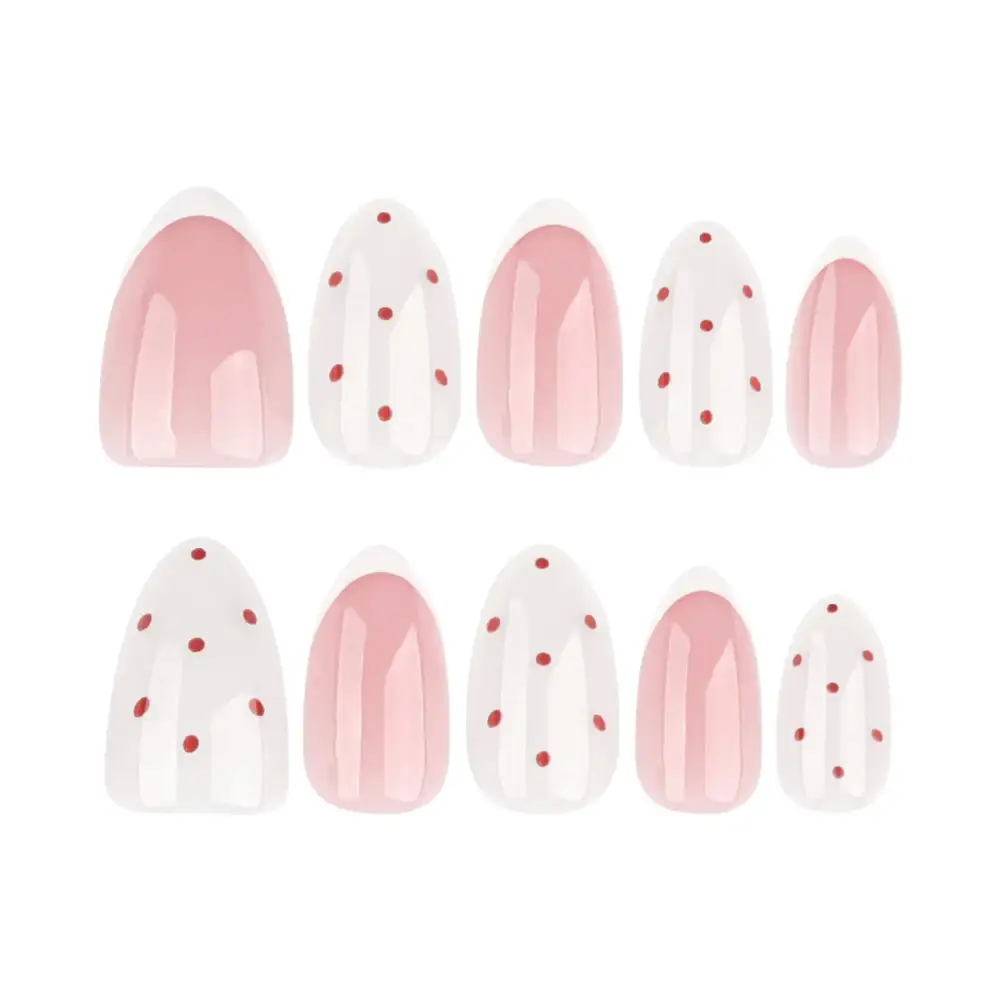 Nailhour 24Pcs French Medium Almond Sweet Pink Press On Nails