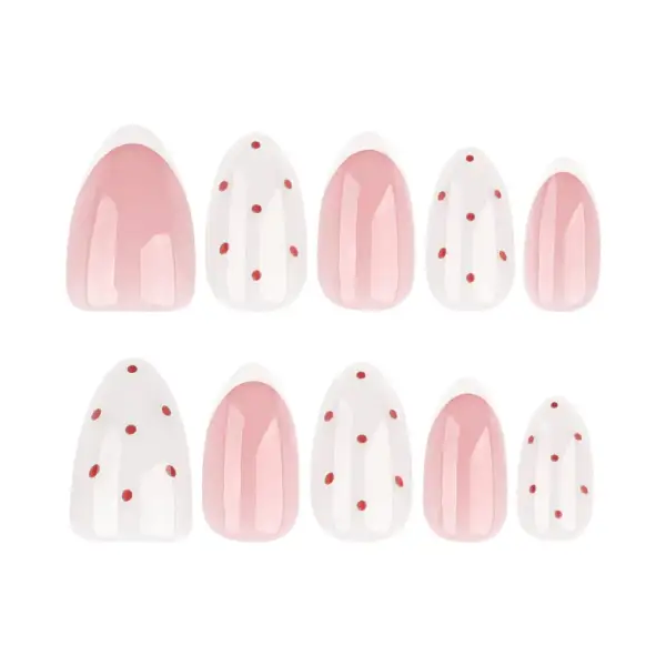 Nailhour 24Pcs French Medium Almond Sweet Pink Press On Nails