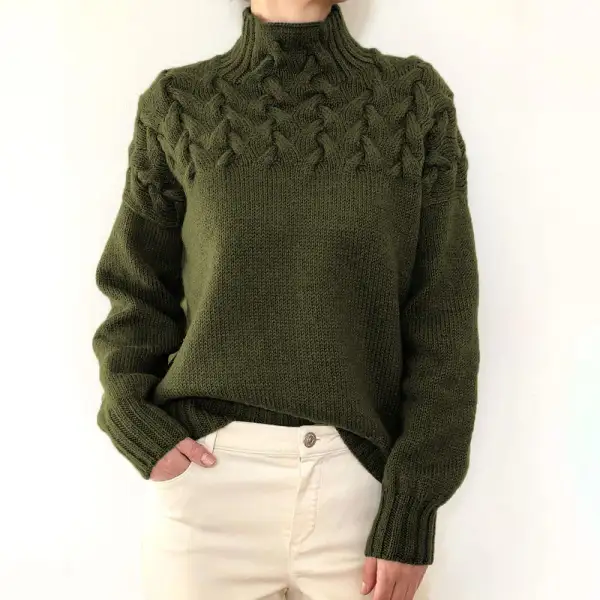 Textured Turtleneck Knit Sweater