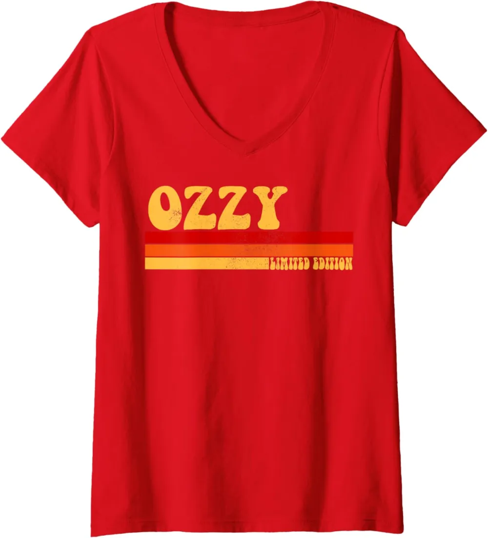 Womens OZZY Name Personalized Idea Men Retro Vintage OZZY V-Neck T-Shirt