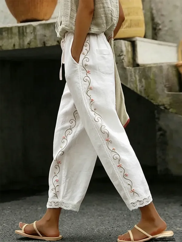 Women's Casual Floral Print Trousers