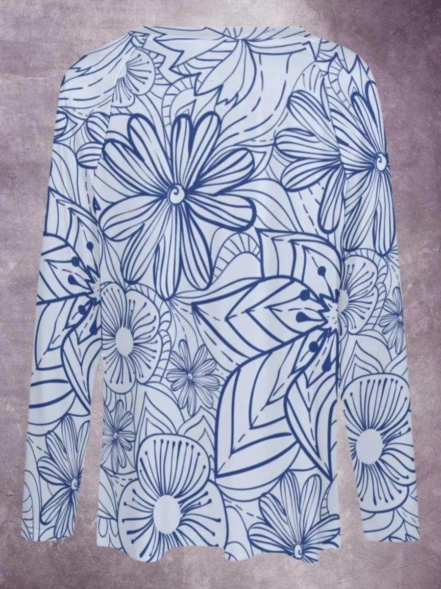 Line Art Print Casual T-Shirt
