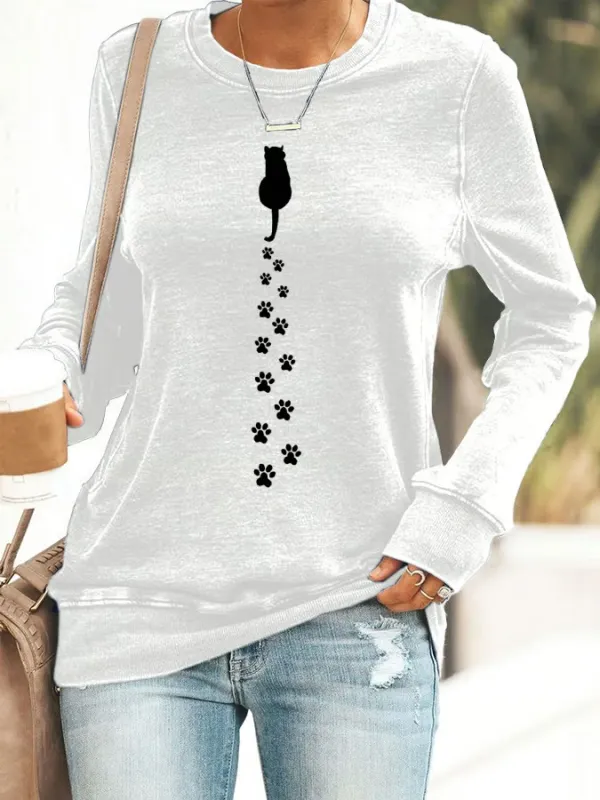 Women's Cat Paw Print Sweatshirt