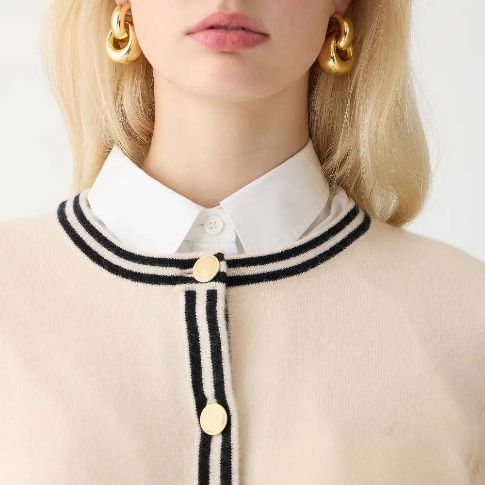 Cashmere Contrast Trim Cardigans