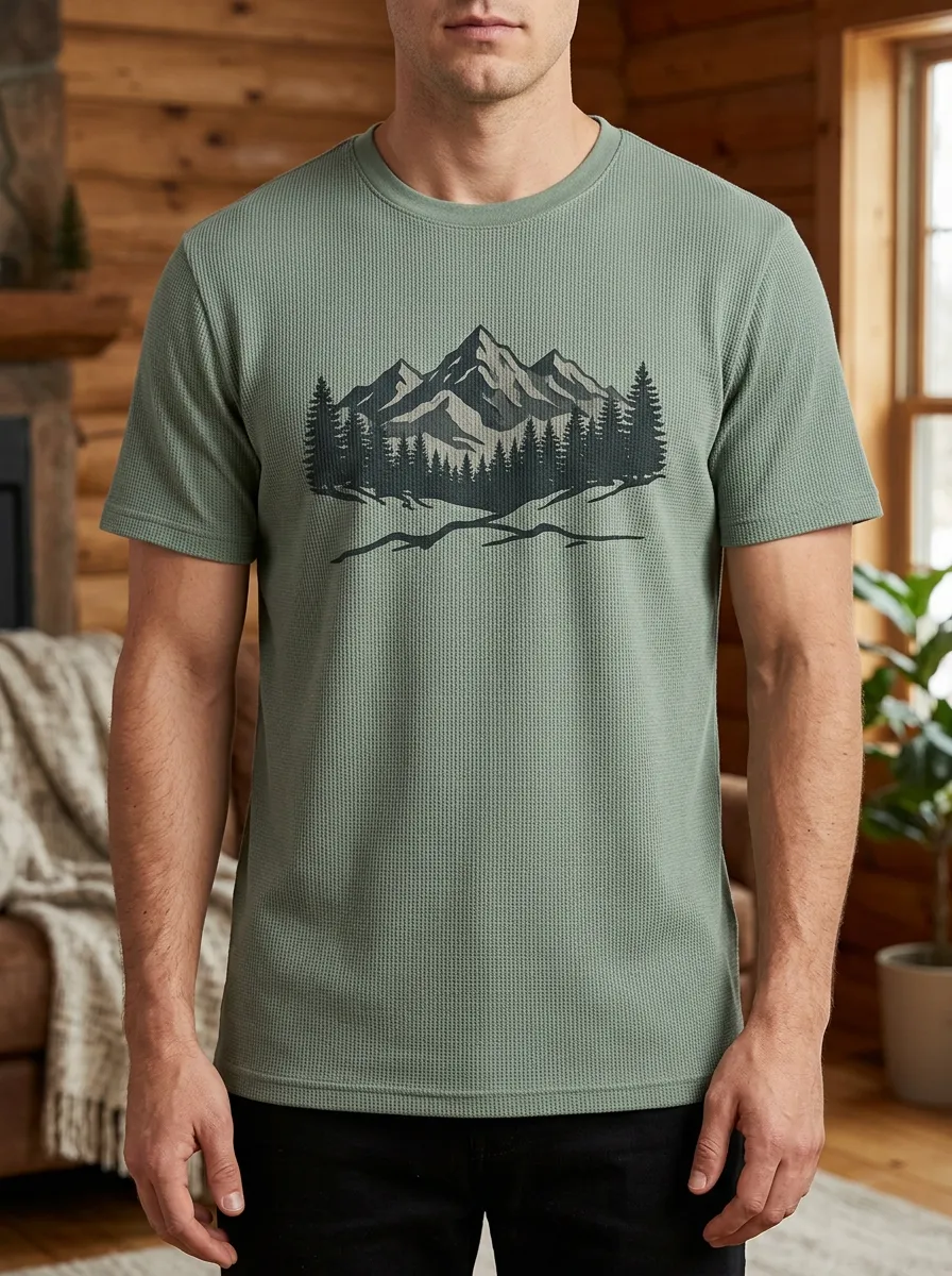 Men's Outdoor Nature Lover Mountain Forest Statement Crew Neck T-Shirt