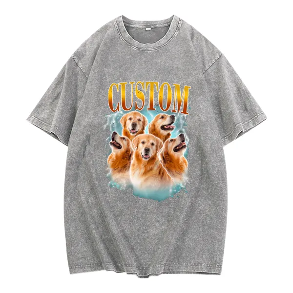 Custom Dog Group Print T-Shirt